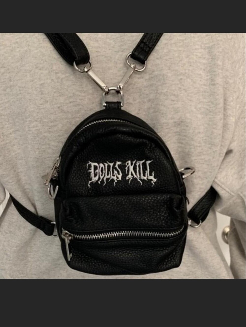 Dolls Kill Black Mini Faux-Leather Backpack